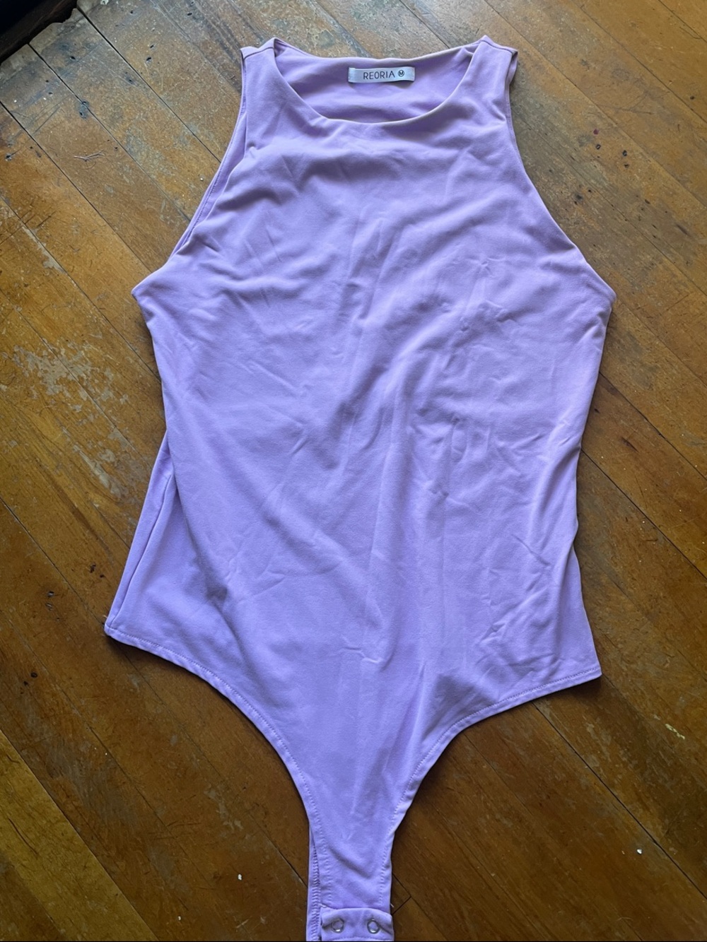 ReoRia Lavender Sleeveless Higher-Neckline Bodysuit